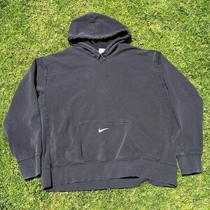 Vintage Y2K Nike Center Swoosh Hoodie Black Mens XXL Logo Baggy Faded Mexico